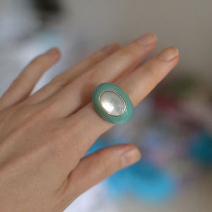 vintage Sterling silver ring blue stone and mother